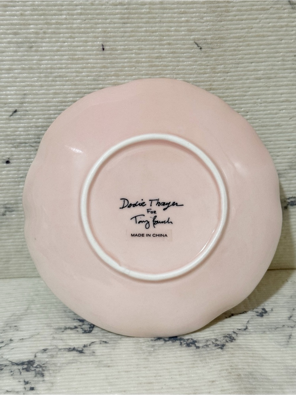 Tory Burch x Dodie Thayer Pink Lettuce Ware Jewelry Trinket Dish / Small Plate - Picture 5 of 7
